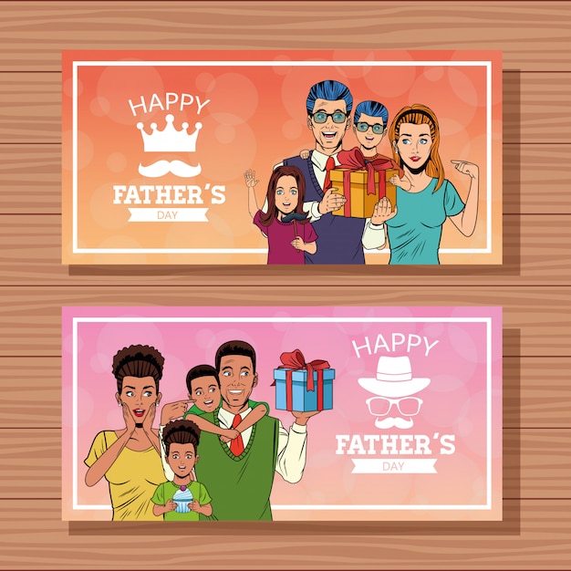 Vector happy fathers day banners cards