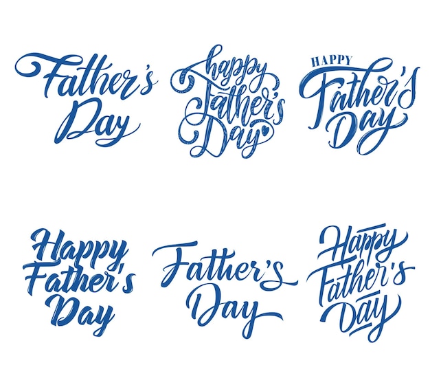 happy fathers day calligraphy and typography set vector