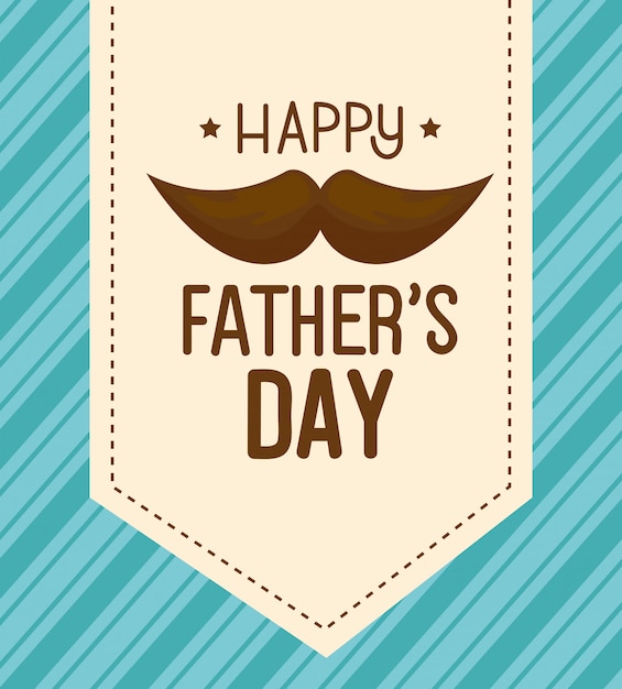 happy fathers day card with moustache decoration