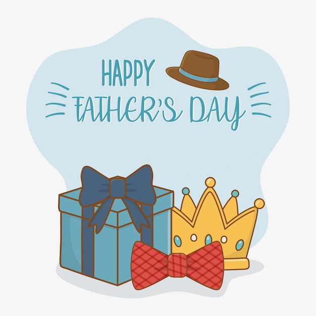 Happy fathers day card with set elements