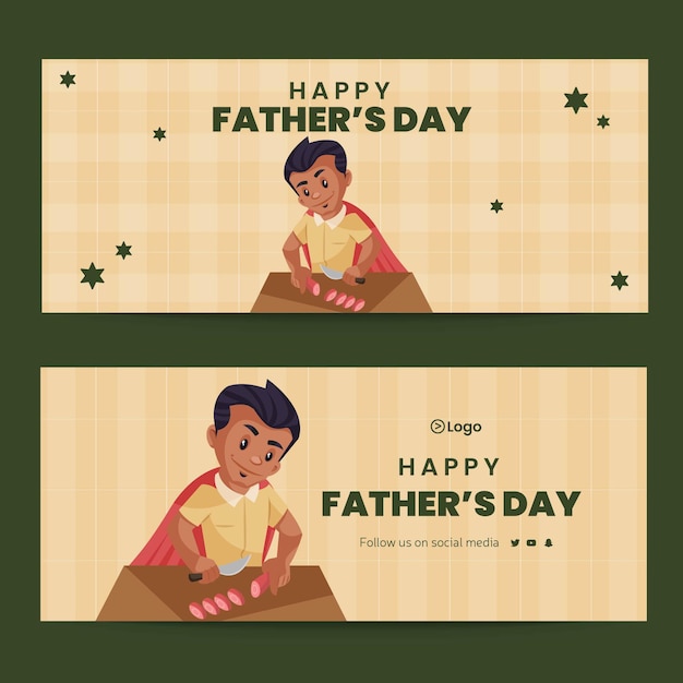 Happy fathers day cartoon style banner design