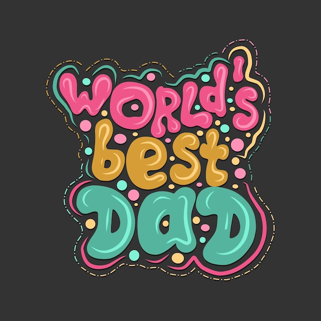 happy fathers day colorful typography design