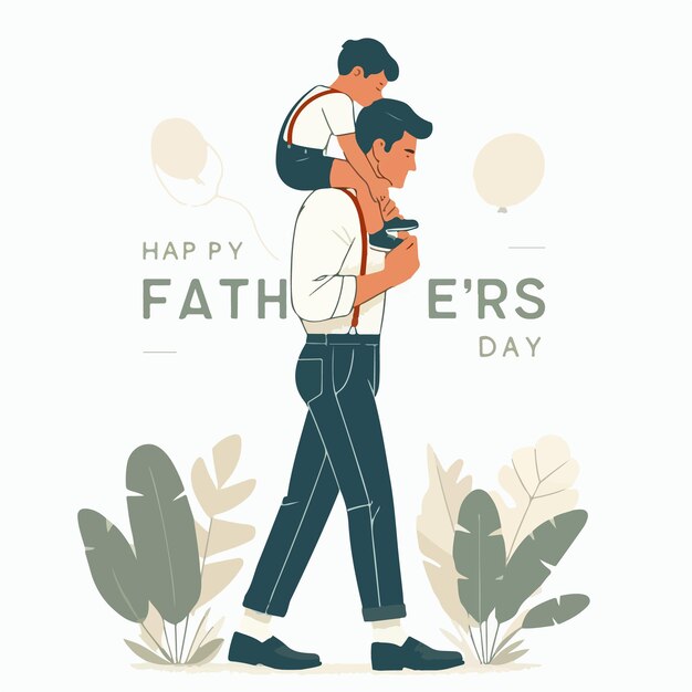 Vector happy fathers day concept minimalistic vector art background