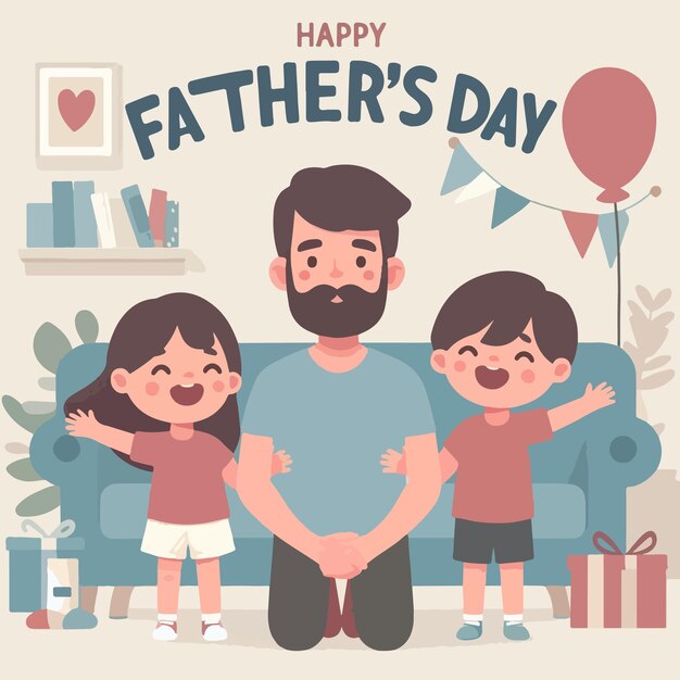 Happy Fathers day concept minimalistic vector art background