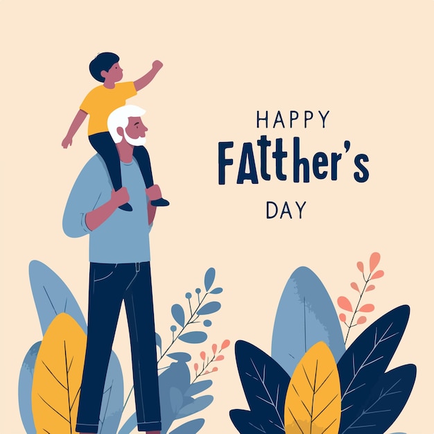 Vector happy fathers day concept minimalistic vector art background