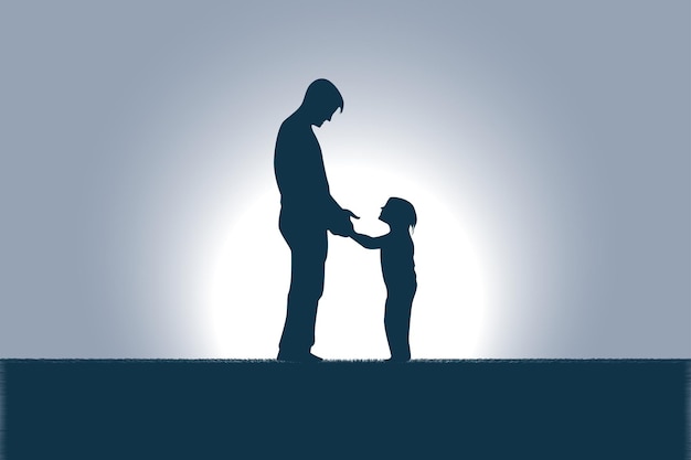 Happy fathers day concept with silhouette design