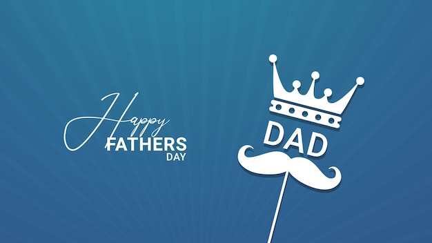 Happy fathers day greeting card background with crown and mustache Free Vector