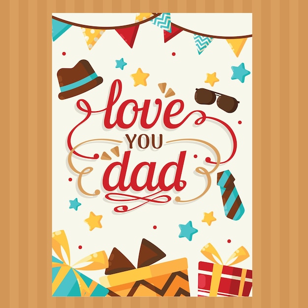 Vector happy fathers day greeting card vector typography, lettering usable for banner