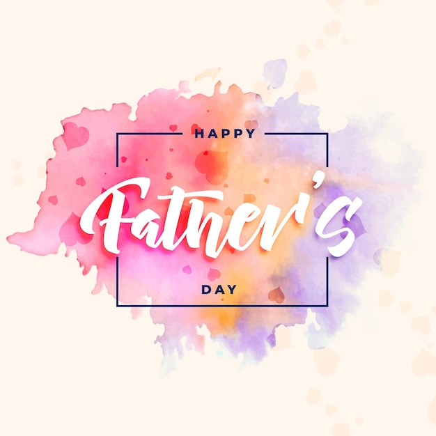 happy fathers day greeting card with watercolor