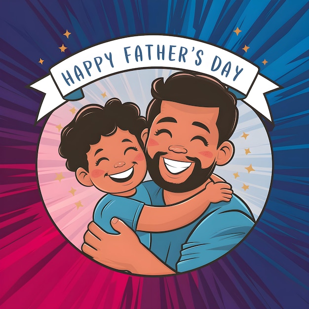 A Happy Fathers Day Illustration Celebrating the Best Dad Ever Vector