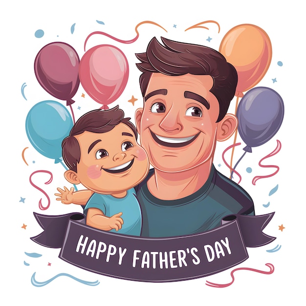 A Happy Fathers Day Illustration Celebrating the Best Dad Ever Vector