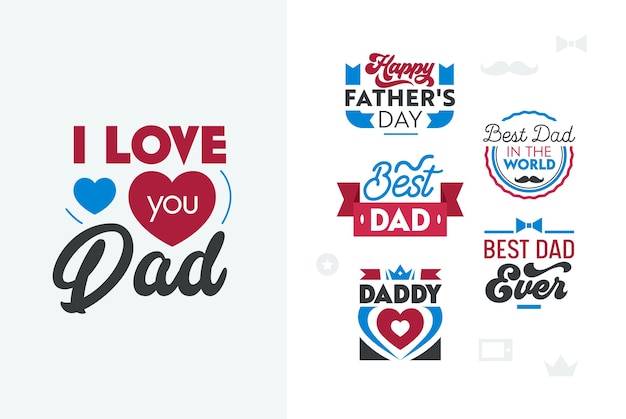 Happy Fathers Day lettering set.