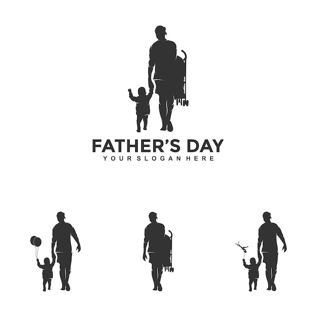 幸せな父の日ロゴデザインテンプレートイラストベクトル
