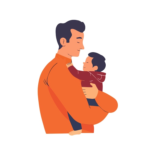 Vector happy fathers day a man holding a baby