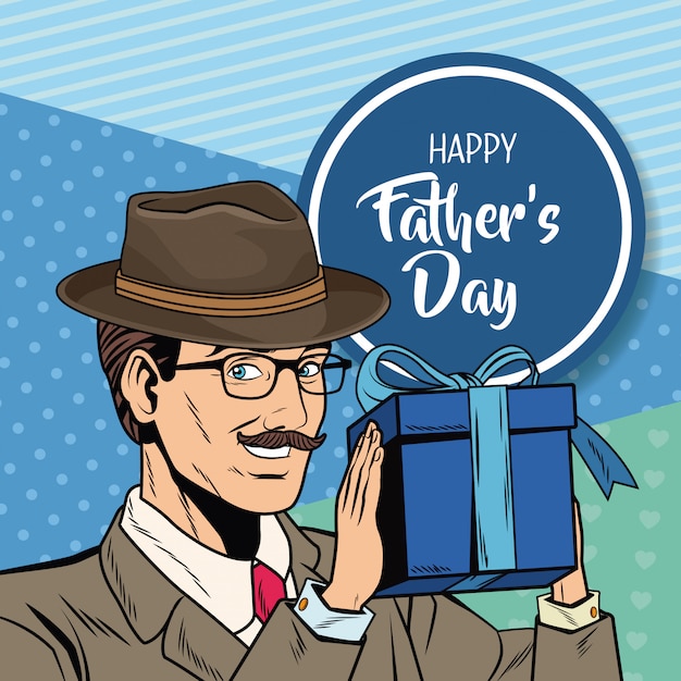 Vector happy fathers day pop art card