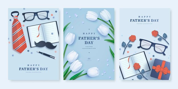 Happy fathers day set of greeting banners