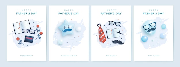 Happy fathers day set of greeting banners