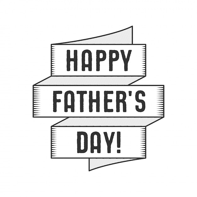 Happy fathers day typografie-etiket met lint en teksten.