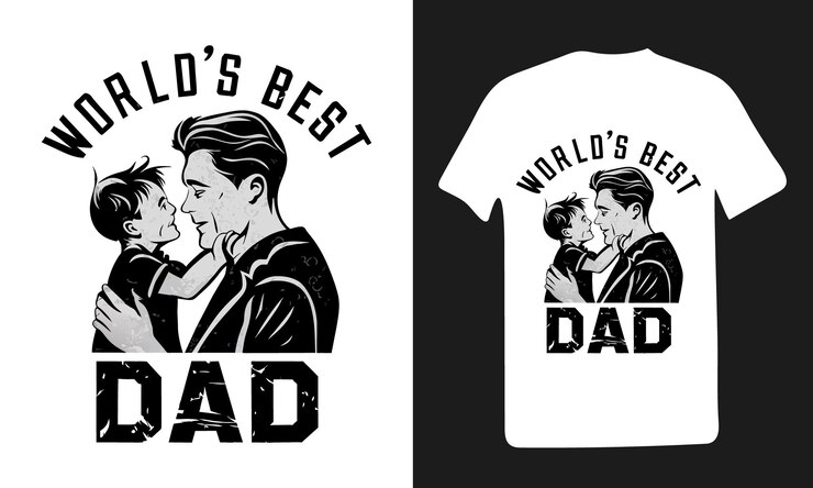 Vector happy fathers day typografie vector illustratie grafisch ontwerp voor zwart-wit kleur t-shirt
