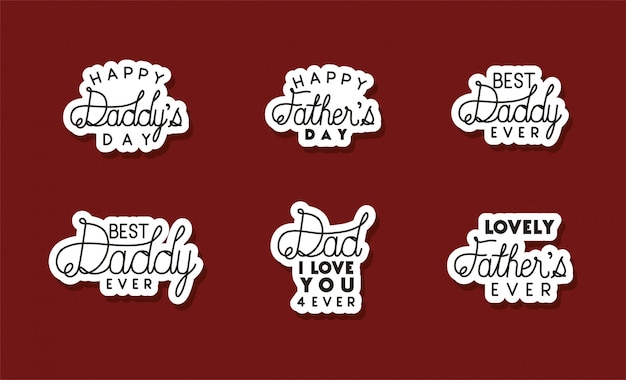 Happy fathers day typography texts design, Celebration and love theme 