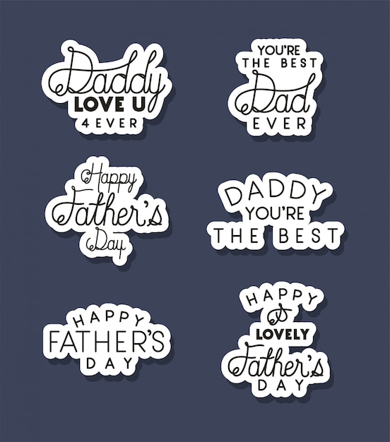 Happy fathers day typography texts 