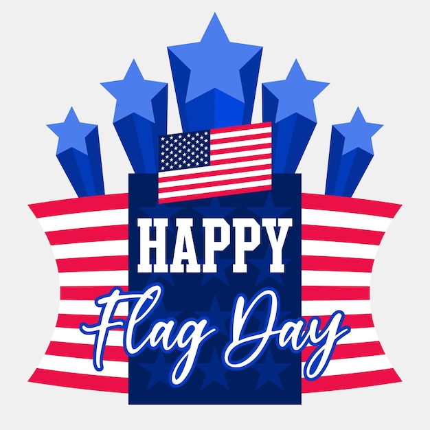Happy Flag Day design concept National American holiday with US flag