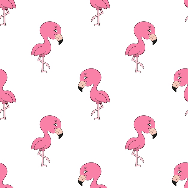 Happy flamingo seamless pattern