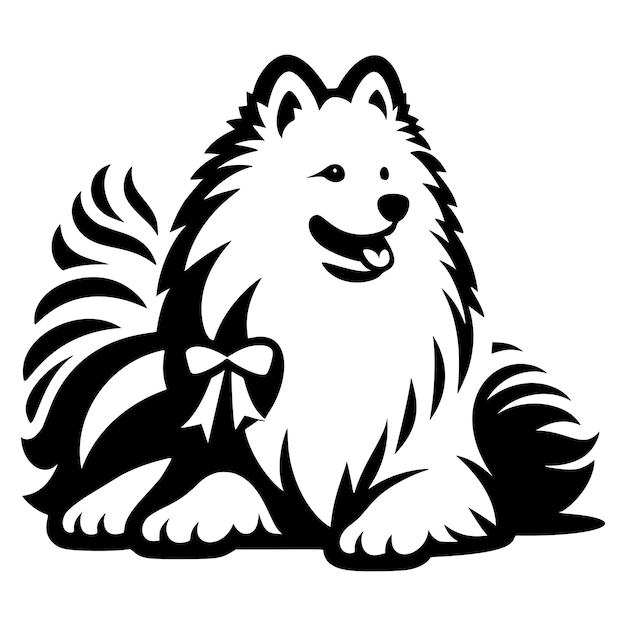 Happy Fluffy Samoyed Dog