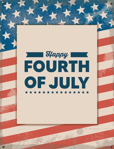 Happy Fourth of July retro poster