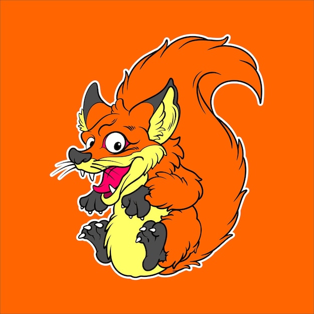 Happy fox illustration in cartoon style