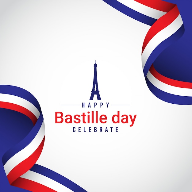 Happy France Bastille dag vieringen sjabloon.