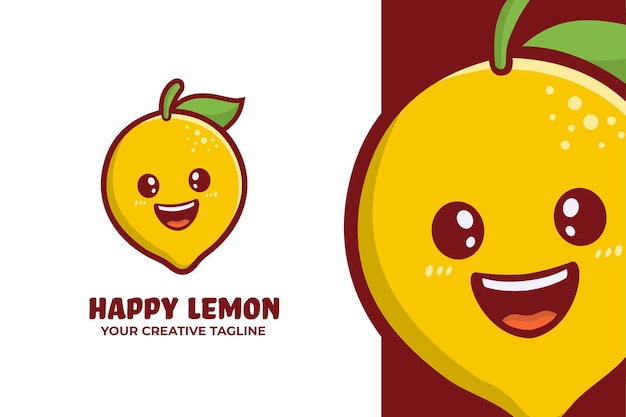 Happy fresh lemon logo mascot