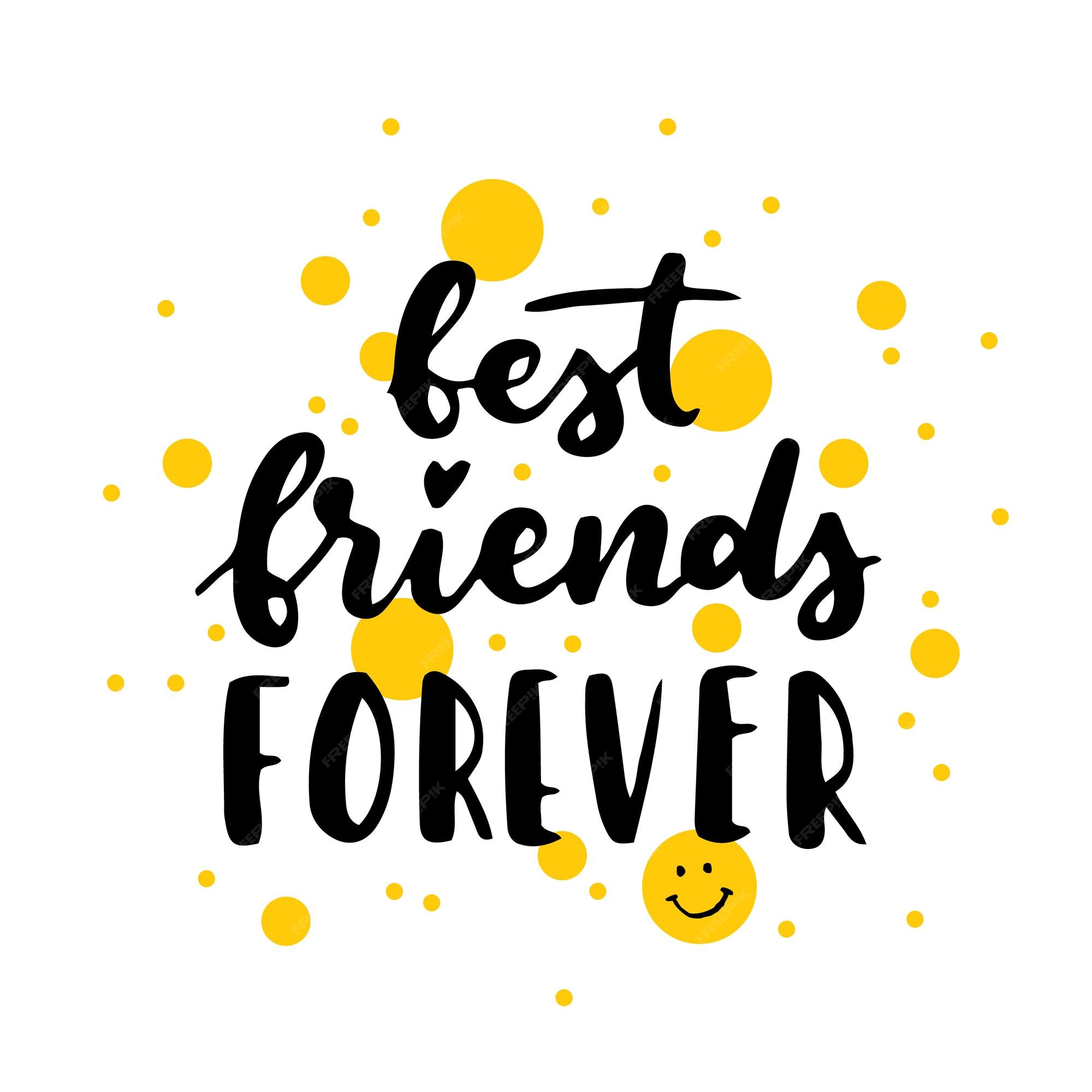 Premium Vector  Happy friendship day cute hand lettering best friends  forever greeting card typography template modern calligraphy design  elements quotes friend phrase