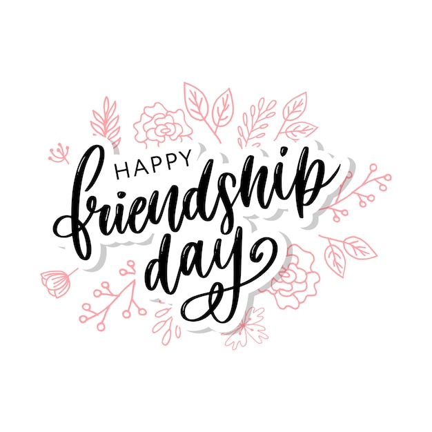 Happy friendship day felicitation in fashion style with lettering