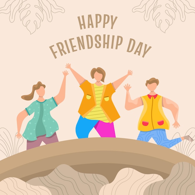 Happy friendship day flat illustration vector