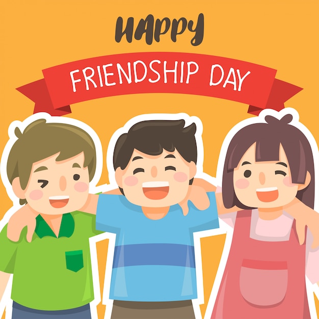 Vector happy friendship day illustration with children