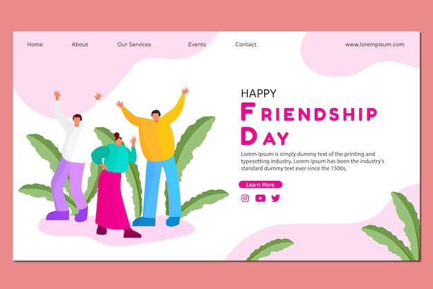 Вектор Дизайн векторной иллюстрации целевой страницы happy friendship day