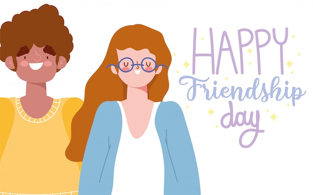 Happy friendship day, man and woman love unity, special event celebration