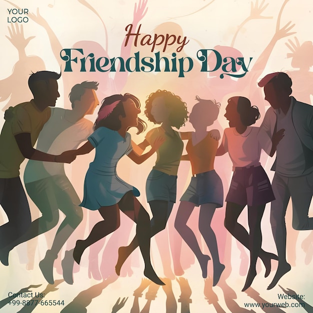 Happy Friendship Day Post Banner or Flyer Design for Social Media With Fully Editable Vector File