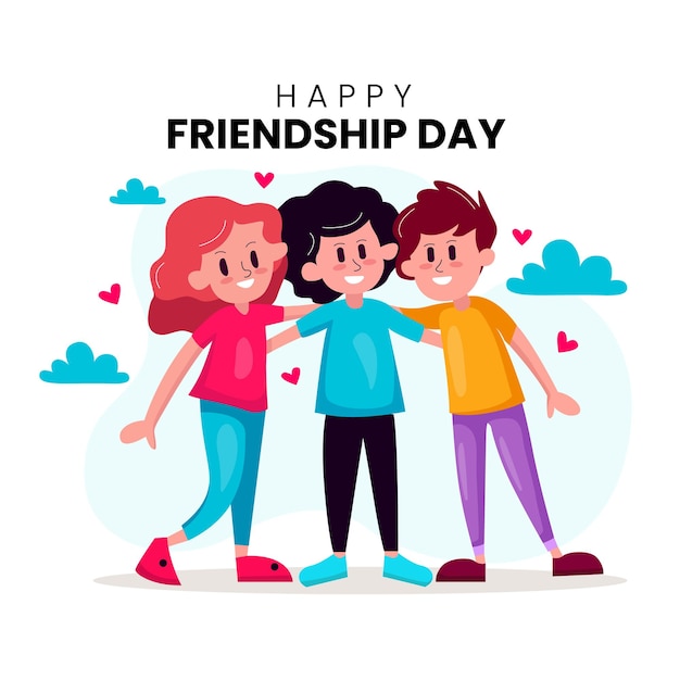 Happy friendship day poster with a boy and girl hugging Happy Friendship Day Cute Cartoon character