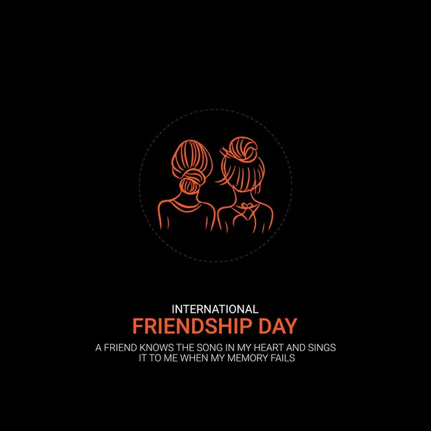 Premium Vector | Happy friendship day two friends whit black background  free vector