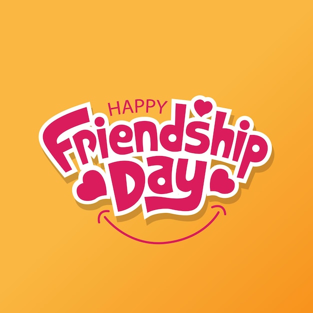 Vector happy friendship day vector illustration with text and love elements for celebrating friendship day.
