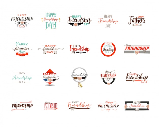 Happy Friendship day. Vector typographic colorful design. Badges