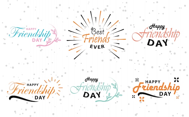 Happy friendship day vector typographic lettering design.