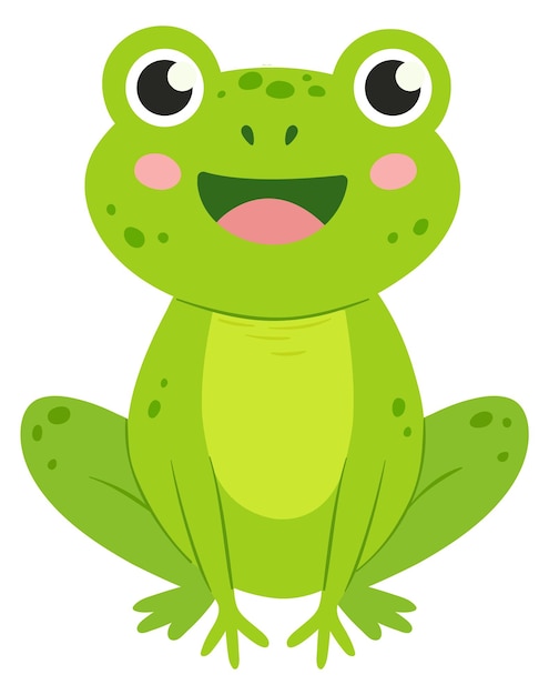 Happy frog character Cute childish green mascot