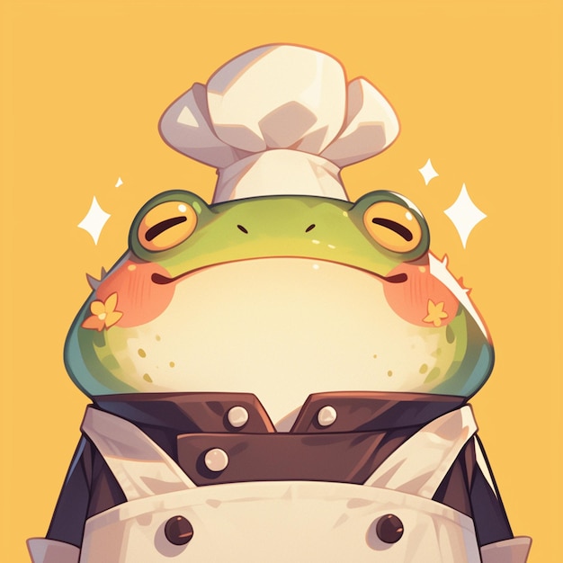 A happy frog chef cartoon style