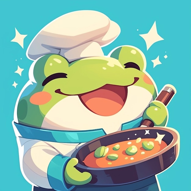 Счастливый шеф-повар- лягушка в стиле мультфильмов
