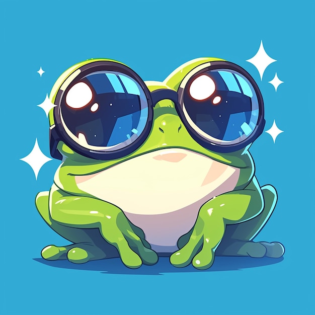 Vector a happy frog teacher cartoon style