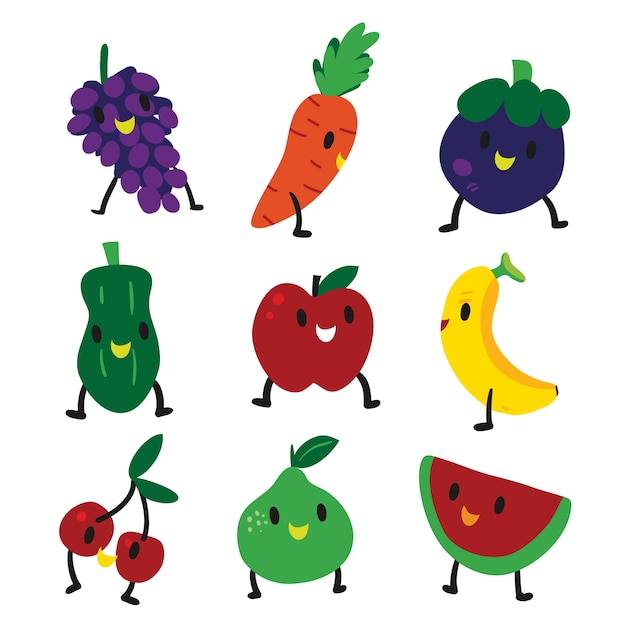Happy fruit character design