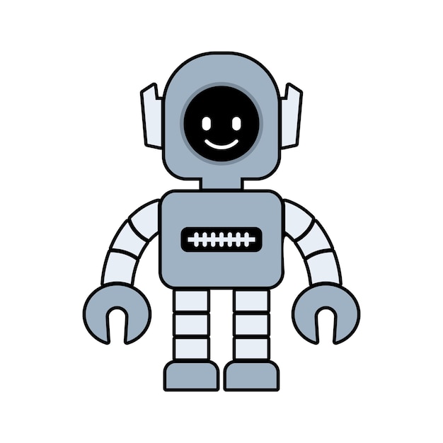 Happy funny childish robot line icons Machine technology cyborg Futuristic humanoid character mascot